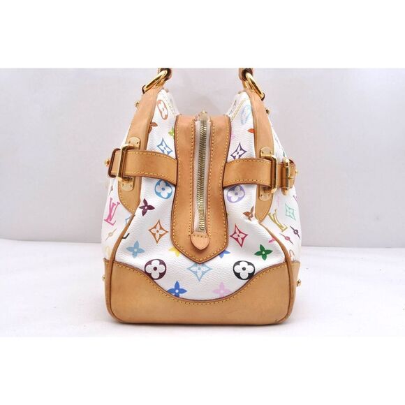 Auth Louis Vuitton Monogram Multicolor Claudia Hand Bag White Lv - Picture 3 of 16